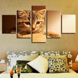 Animal Lovely Cat - Animal 5 Panel Canvas Art Wall Decor