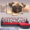 Animal Pug Dog - Animal 5 Panel Canvas Art Wall Decor