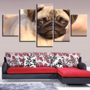 Animal Pug Dog - Animal 5 Panel Canvas Art Wall Decor