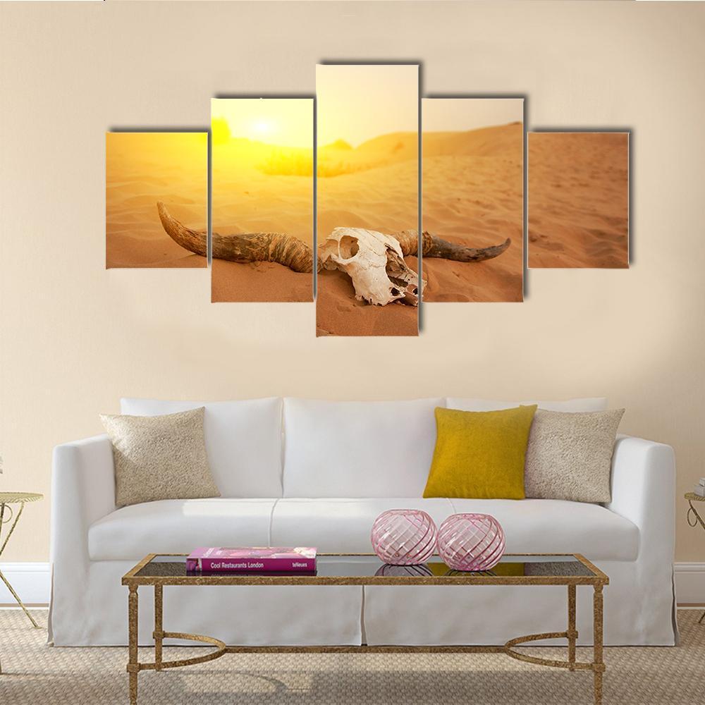 Animal Skull In The Desert - Nature 5 Panel Canvas Art Wall Decor Animal Skull In The Desert - Nature 5 Panel Canvas Art Wall Decor