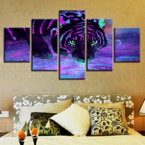Animal Tiger 01 - Abstract 5 Panel Canvas Art Wall Decor