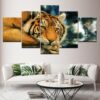 Animal Tiger Scenery - Animal 5 Panel Canvas Art Wall Decor
