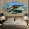 Animal Turtles Seaview - Animal 5 Panel Canvas Art Wall Decor