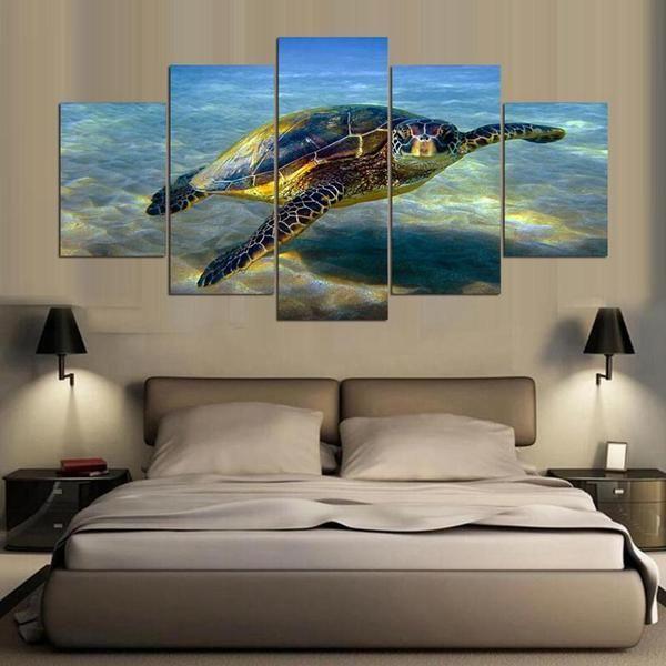 Animal Turtles Seaview - Animal 5 Panel Canvas Art Wall Decor Animal Turtles Seaview - Animal 5 Panel Canvas Art Wall Decor