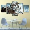 Animal White Tiger - Animal 5 Panel Canvas Art Wall Decor