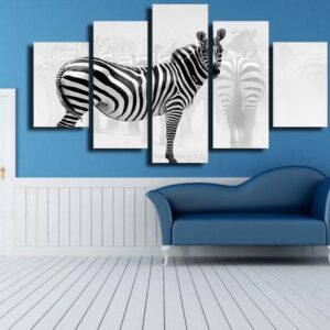 Animal zebra 03 - Animal 5 Panel Canvas Art Wall Decor