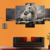 Animals White Horse 01 - Animal 5 Panel Canvas Art Wall Decor