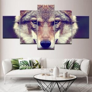 Animals Wolf - Animal 5 Panel Canvas Art Wall Decor