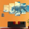 Animals running in the snow - Animal 5 Panel Canvas Art Wall Decor