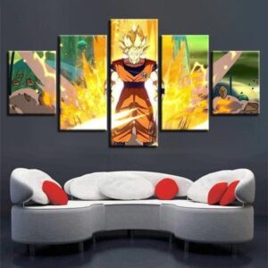 Animated Cartoon Characters Dragon Ball Lightning - Anime 5 Panel Canvas Art Wall Decor
