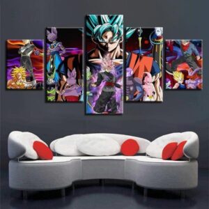 Animated Characters Dragon Ball All Of The Characters - Anime 5 Panel Canvas Art Wall Decor