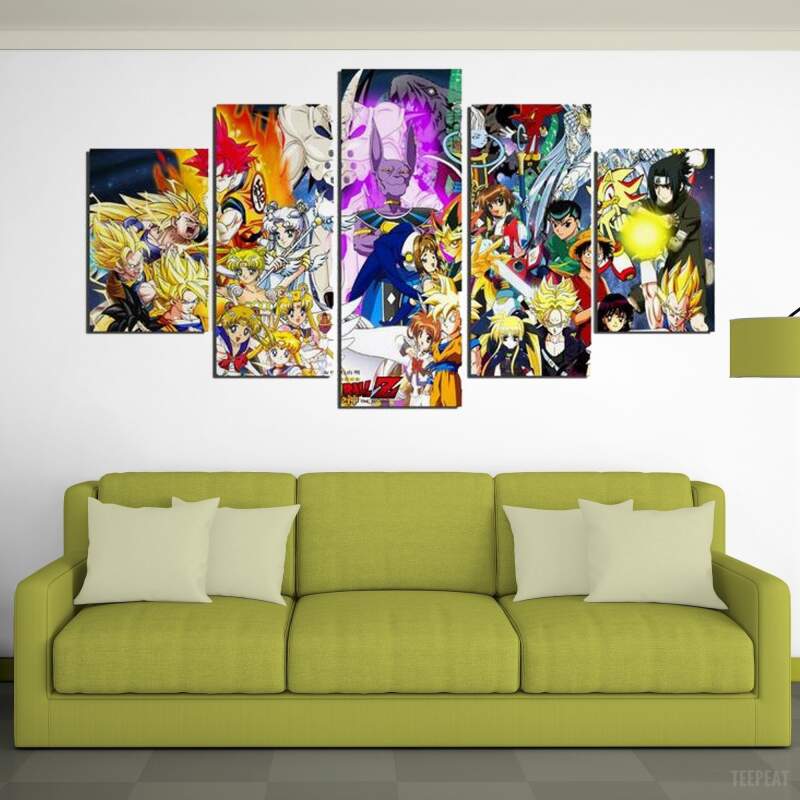 Anime Legends - Anime 5 Panel Canvas Art Wall Decor Anime Legends - Anime 5 Panel Canvas Art Wall Decor