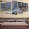 Antelopes In Snowy Jungle - Animal 5 Panel Canvas Art Wall Decor