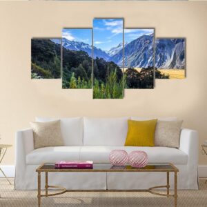 Aoraki Mount Cook Mountain Landscape - Nature 5 Panel Canvas Art Wall Decor