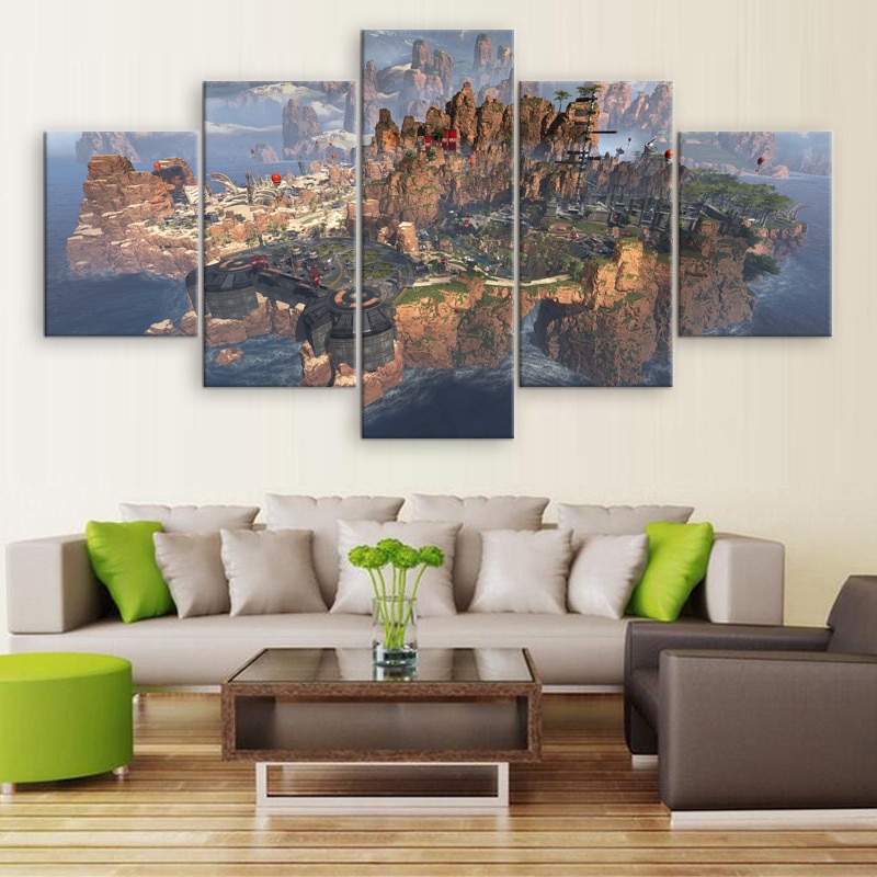 Apex Legends Beautiful Lands Gaming - 5 Panel Canvas Art Wall Decor Apex Legends Beautiful Lands Gaming - 5 Panel Canvas Art Wall Decor