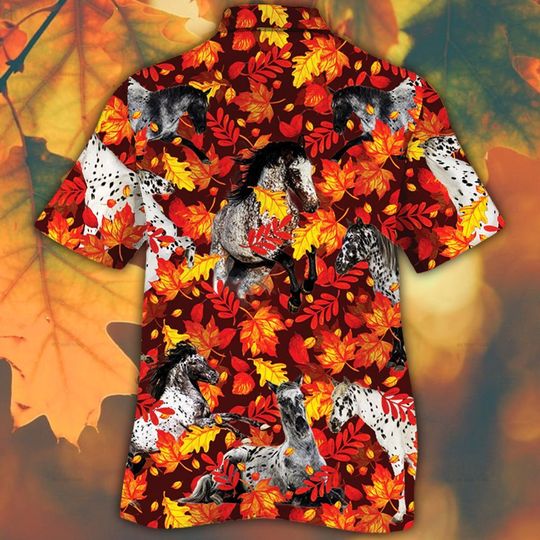 Appaloosa Horse Lovers Autumn Red Leaves Hawaiian Shirt Appaloosa Horse Lovers Autumn Red Leaves Hawaiian Shirt