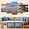 Arakura Sengen Shrine Mt. Fuji Yamanashi Japan - Nature 5 Panel Canvas Art Wall Decor