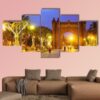 Arco De Triunfo In Evening In Catalonia Spain - Nature 5 Panel Canvas Art Wall Decor