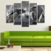 Arctic Conflict Between Penguins 01 - Animal 5 Panel Canvas Art Wall Decor
