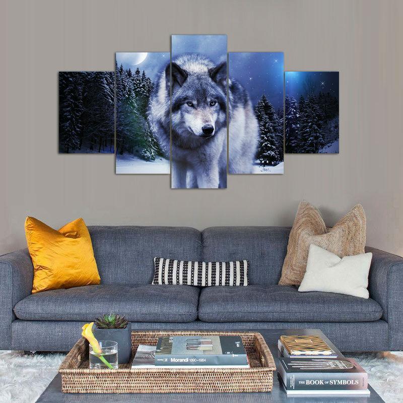 Arctic Wolf 2 - Animal 5 Panel Canvas Art Wall Decor Arctic Wolf 2 - Animal 5 Panel Canvas Art Wall Decor