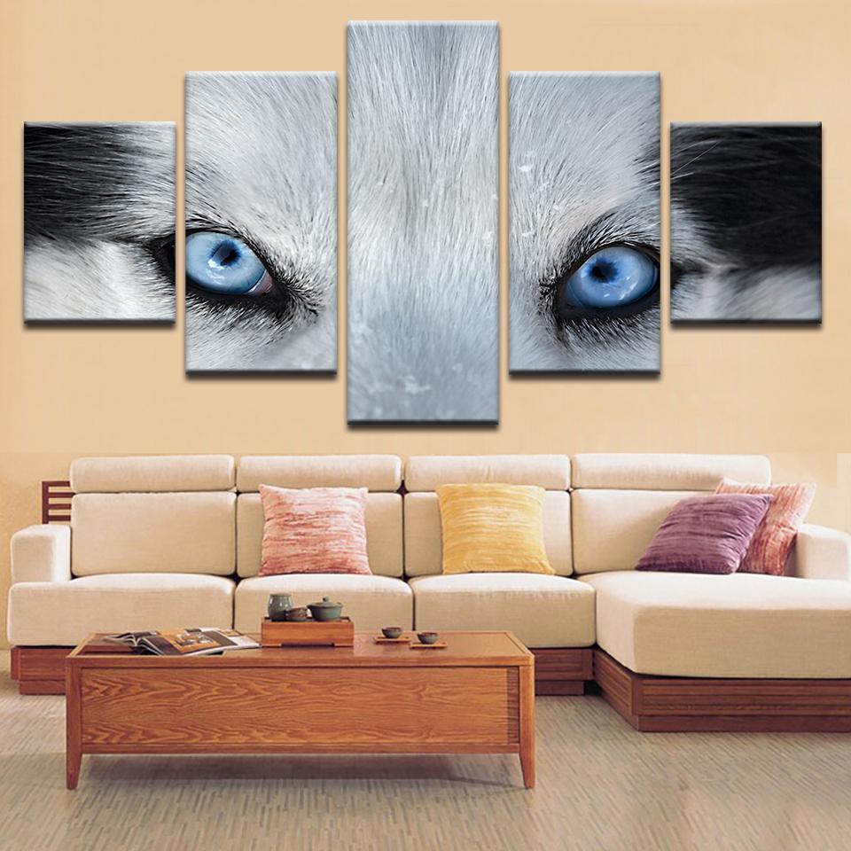 Arctic Wolf Eyes - Animal 5 Panel Canvas Art Wall Decor Arctic Wolf Eyes - Animal 5 Panel Canvas Art Wall Decor