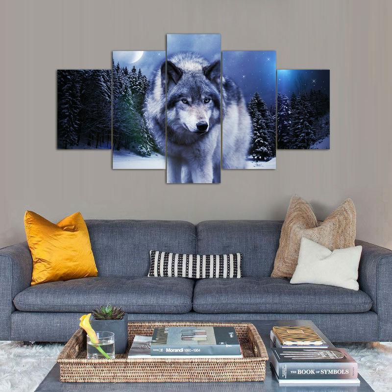 Arctic Wolf - Animal 5 Panel Canvas Art Wall Decor Arctic Wolf - Animal 5 Panel Canvas Art Wall Decor