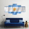 Argentina Flag Satin Texture - Abstract 5 Panel Canvas Art Wall Decor