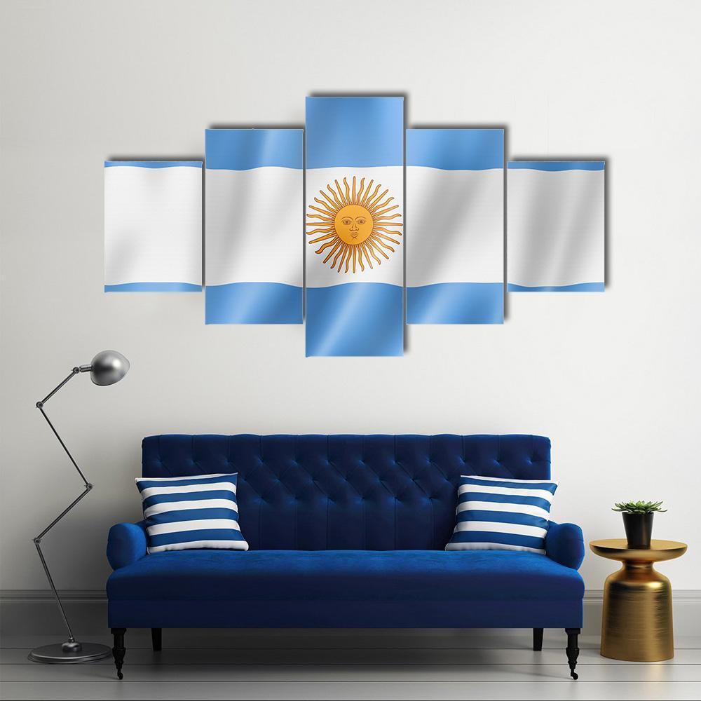 Argentina Flag Satin Texture - Abstract 5 Panel Canvas Art Wall Decor Argentina Flag Satin Texture - Abstract 5 Panel Canvas Art Wall Decor
