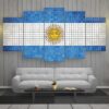 Argentina Mosaics Flag - Abstract 5 Panel Canvas Art Wall Decor