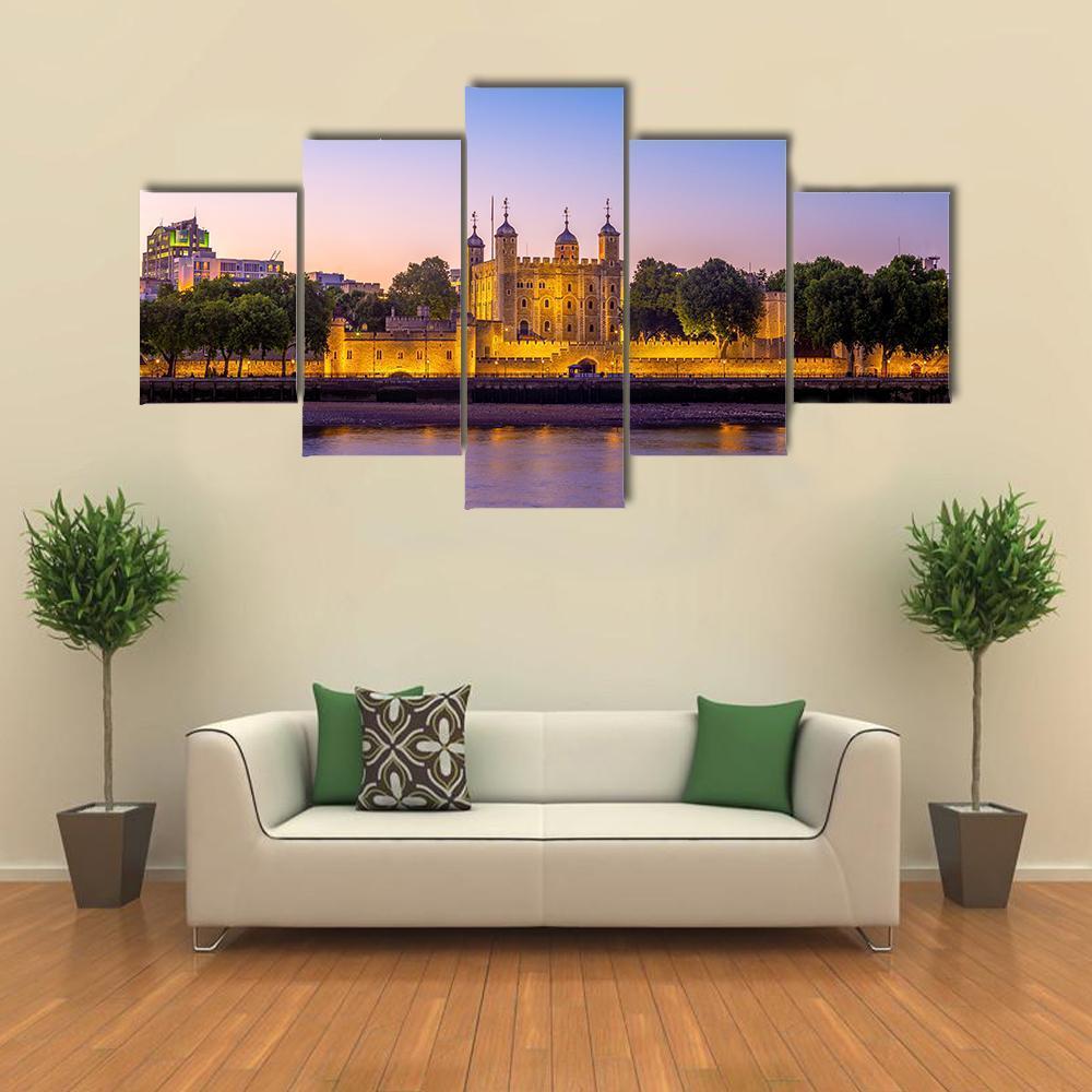 Arial View Of London At Night - Nature 5 Panel Canvas Art Wall Decor Arial View Of London At Night - Nature 5 Panel Canvas Art Wall Decor