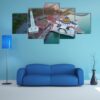 Arial View Of Malacca Straits Mosque During Sunset - Nature 5 Panel Canvas Art Wall Decor