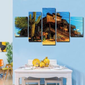 Arizona saloon cactus - Nature 5 Panel Canvas Art Wall Decor