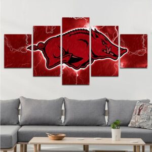 Arkansas Razorback Basketball - Sport 5 Panel Canvas Art Wall Decor