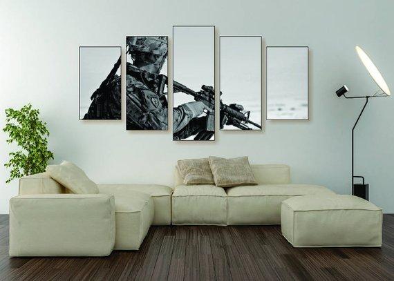 Army Soldier - Army 5 Panel Canvas Art Wall Decor Army Soldier - Army 5 Panel Canvas Art Wall Decor