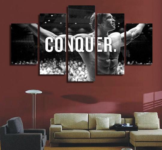 Arnold Schwarzenegger Conquer Celebrity - 5 Panel Canvas Art Wall Decor Arnold Schwarzenegger Conquer Celebrity - 5 Panel Canvas Art Wall Decor