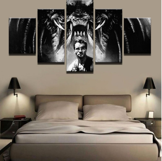 Arnold Vs Predator - Movie 5 Panel Canvas Art Wall Decor Arnold Vs Predator - Movie 5 Panel Canvas Art Wall Decor
