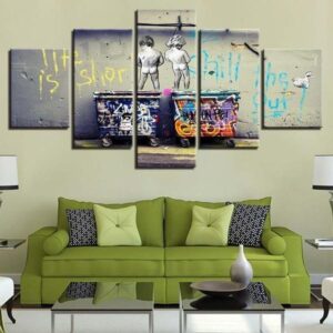 Art Life Is Short Chill The Duck Out - Abstract 5 Panel Canvas Art Wall Decor