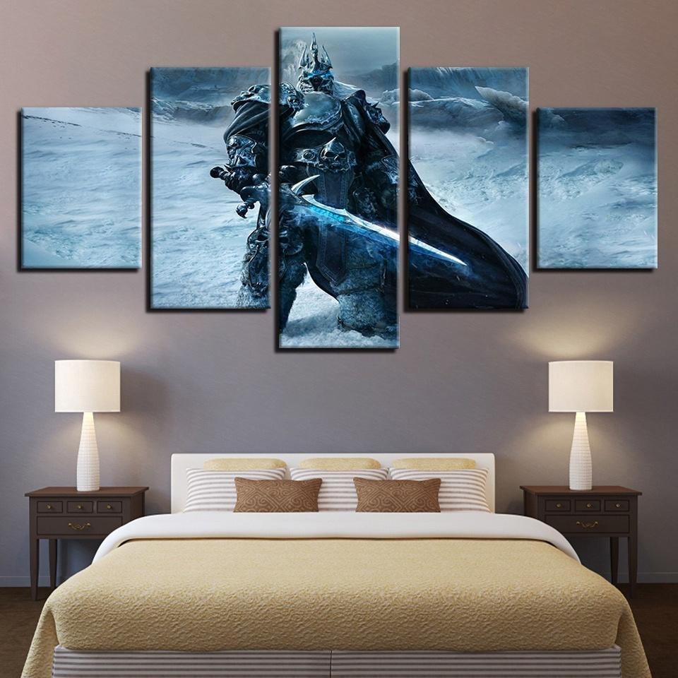 Arthas The Lich King World of Warcraft Gaming - 5 Panel Canvas Art Wall Decor Arthas The Lich King World of Warcraft Gaming - 5 Panel Canvas Art Wall Decor