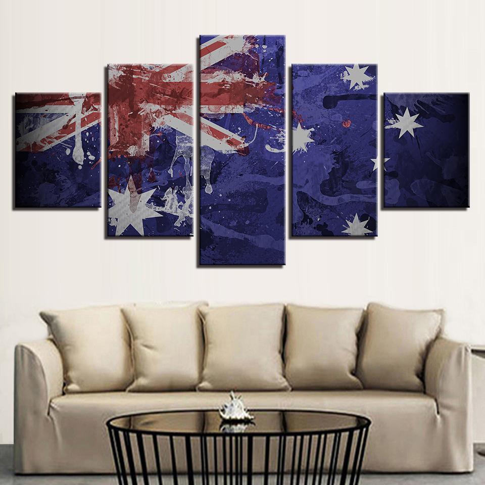 Artistic Australian Flag - Abstract 5 Panel Canvas Art Wall Decor Artistic Australian Flag - Abstract 5 Panel Canvas Art Wall Decor
