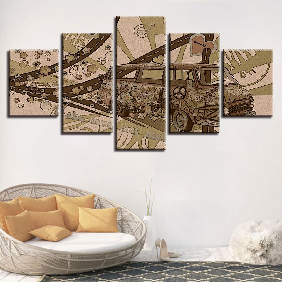 Artistic Old Car Vintage - Automative 5 Panel Canvas Art Wall Decor Artistic Old Car Vintage - Automative 5 Panel Canvas Art Wall Decor