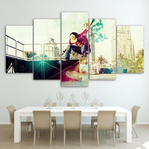 Artistic Skateboarding - Sport 5 Panel Canvas Art Wall Decor Artistic Skateboarding - Sport 5 Panel Canvas Art Wall Decor