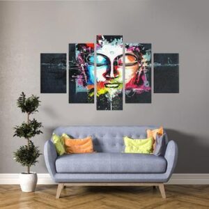 Artsy Buddha - Religion 5 Panel Canvas Art Wall Decor