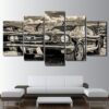 Artwork Sports Car 1965 Ford Mustang - Automative 5 Panel Canvas Art Wall Decor