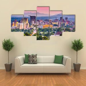 Asheville In North Carolina - Nature 5 Panel Canvas Art Wall Decor