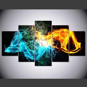 Assassin’S Creed Logo - Abstract 5 Panel Canvas Art Wall Decor