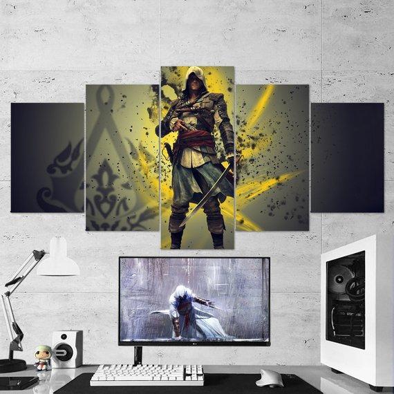 Assassins Creed 02 - Gaming 5 Panel Canvas Art Wall Decor Assassins Creed 02 - Gaming 5 Panel Canvas Art Wall Decor