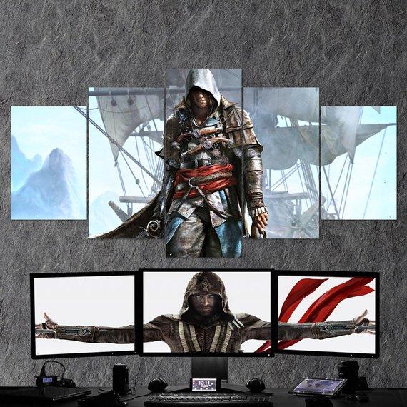 Assassins Creed Black Flag Edward Kenway 09- Gaming 5 Panel Canvas Art Wall Decor Assassins Creed Black Flag Edward Kenway 09- Gaming 5 Panel Canvas Art Wall Decor
