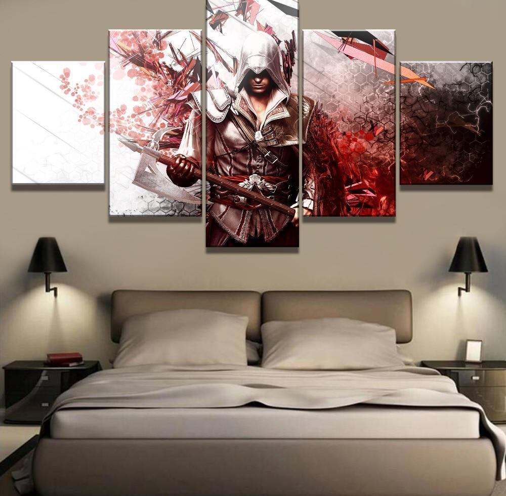 Assassin’s Creed II Poster Gaming - 5 Panel Canvas Art Wall Decor Assassin’s Creed II Poster Gaming - 5 Panel Canvas Art Wall Decor