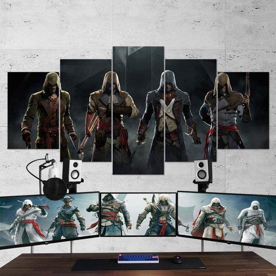 Assassins Creed Multi 10- Gaming 5 Panel Canvas Art Wall Decor Assassins Creed Multi 10- Gaming 5 Panel Canvas Art Wall Decor
