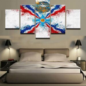 Assyrian Flag - Abstract 5 Panel Canvas Art Wall Decor